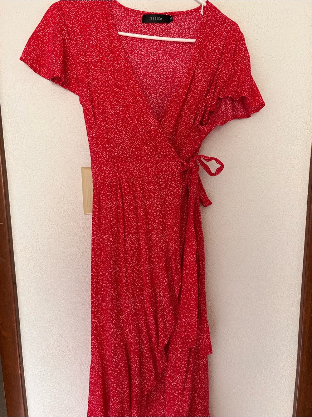 Zesica Red Wrap Maxi Dress